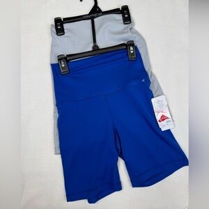 Yogalicious Lux Bike Shorts Womens Small 2-Pack High-Waisted 7" Blue Grey